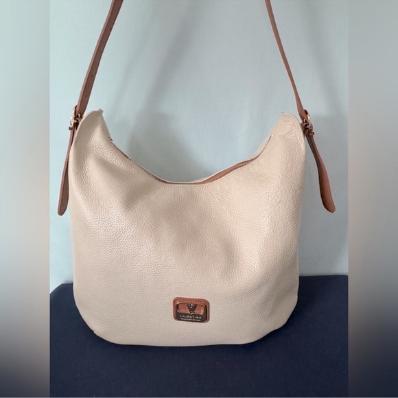 Valentina Cream and Brown Shoulder Bag - Picture 2 of 7